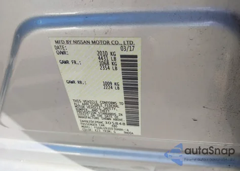 2017 Nissan Leaf Sl z USA, uszkodzony, nr VIN 1N4BZ0CP6HC305848